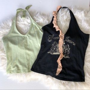 Guess Halter Top Bundle of 2. Black w/ Lace /Green